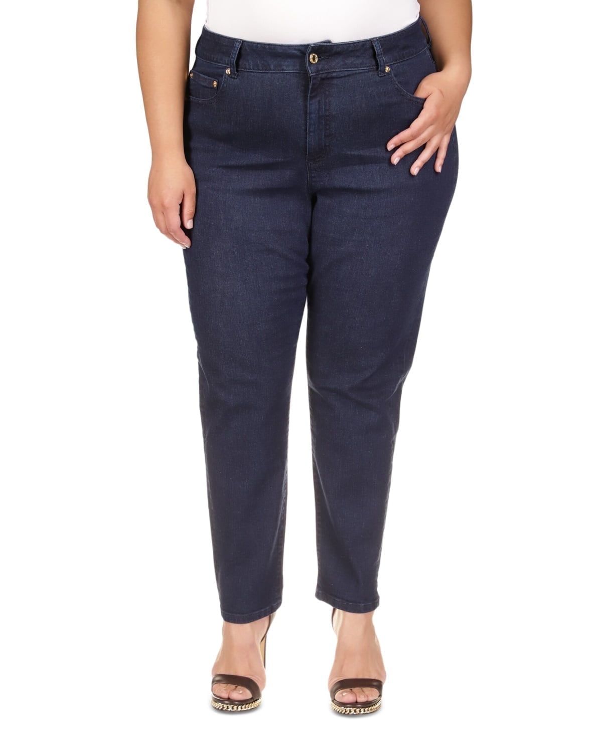 Michael Michael Kors Plus Size Selma High Rise Skinny-Leg Jeans - Dark Rinse Wash