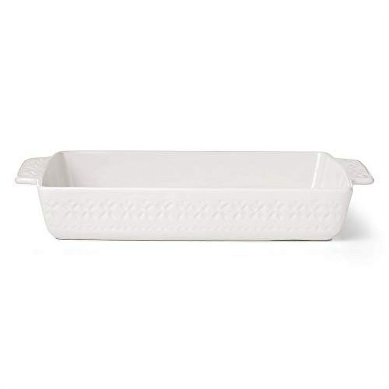KATE SPADE Willow Drive Cream Rectangular Baker, 6.65 LB, White
