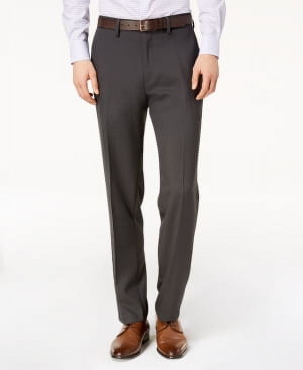 Kenneth Cole Reaction Men&#39;s Modern-Fit Micro-Check Dress Pants - Charcoal
