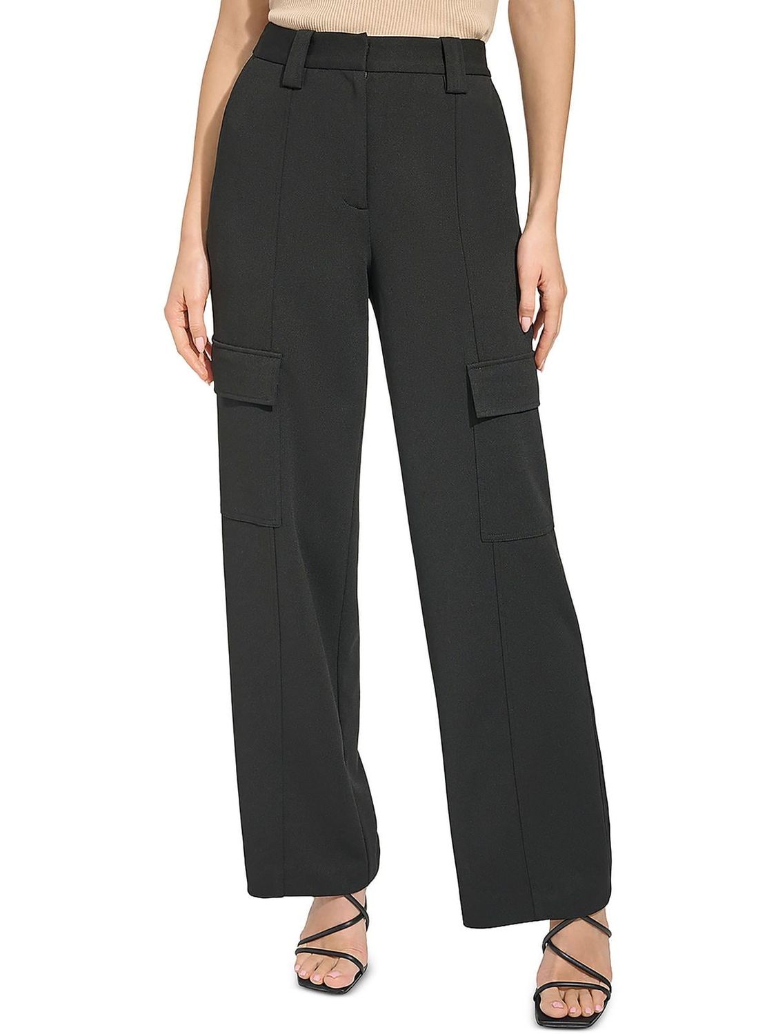 Womens DKNY Straight Leg Scuba Crepe Cargo Pants