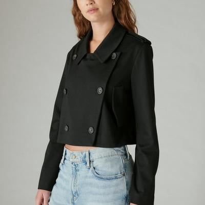 Lucky Brand Cropped Ponte Blazer - Women&#39;s Clothing Jackets Coats Blazers in Deep Black, Size L