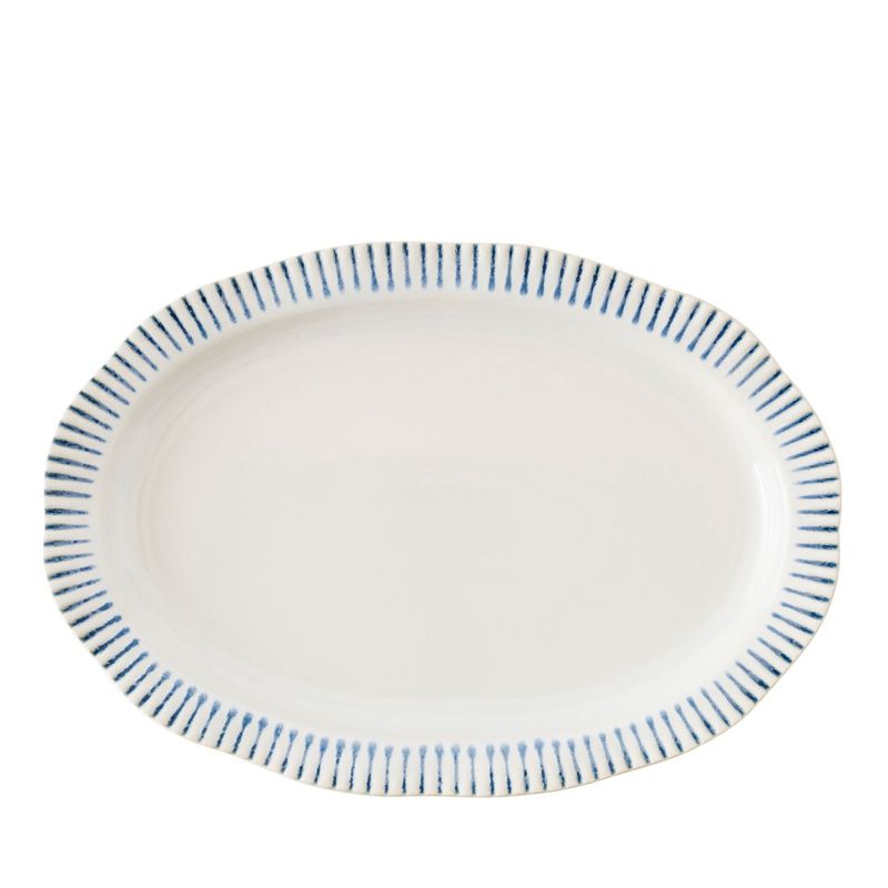 Juliska Ceramics Sitio Stripe Indigo 17&quot; Oval Serving Platter
