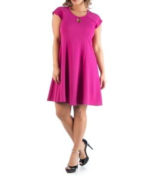 24seven Comfort Apparel Plus Size Keyhole Neck Dress - Pink