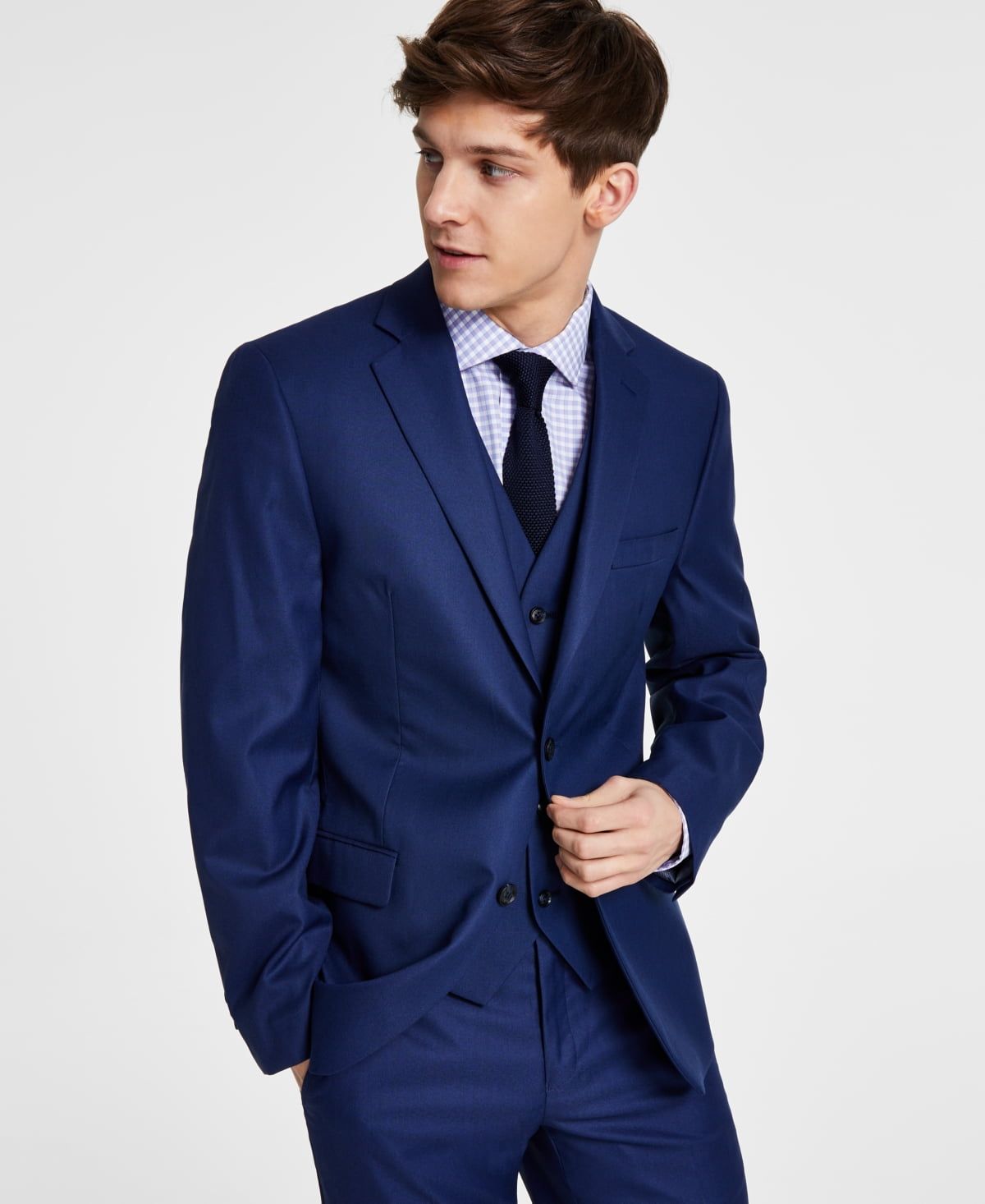 Alfani Mens Slim-Fit Stretch Navy Bl Blue 36S