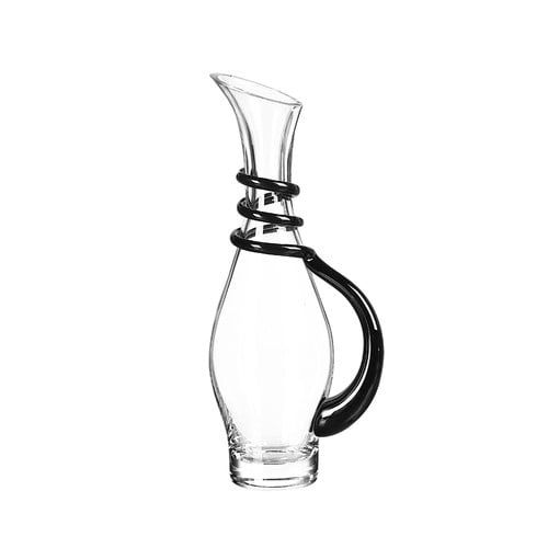 Add a Touch of Elegance to Any Occasion. Beautifully Mouth-blown, the Ebony Trimmed Glass Pitcher Is Hand-crafted with a Stylish Black Trim for a Stri