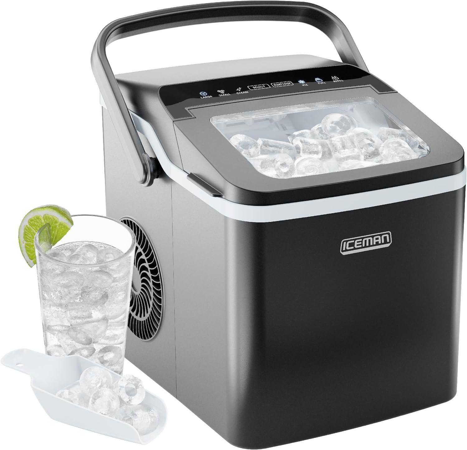 Iceman Dual-Size Countertop Bullet Ice Machine W/ 0.88lb Capacity - Black  New