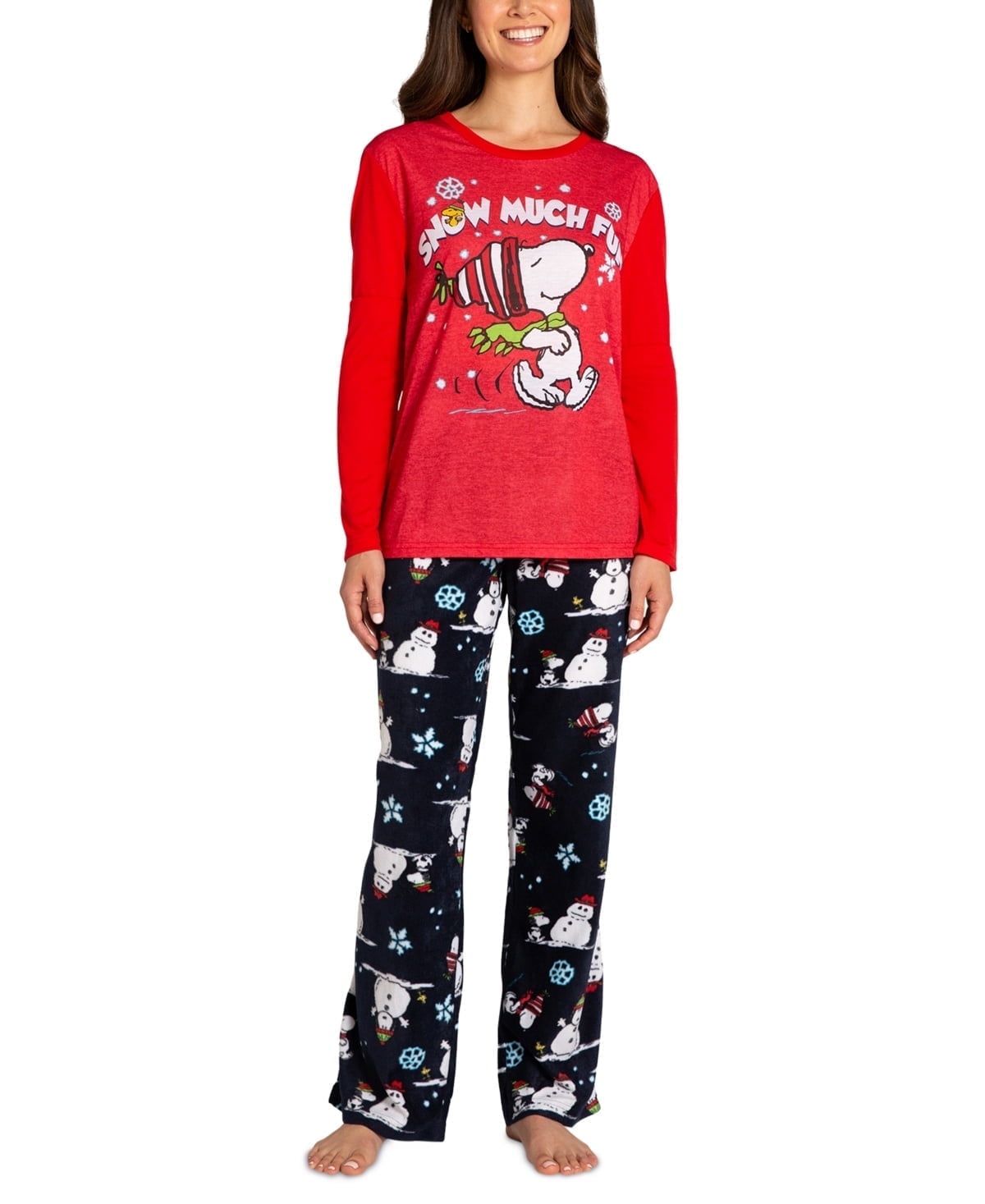 Briefly Stated Womens Peanuts Long-Sleeve To Grey M