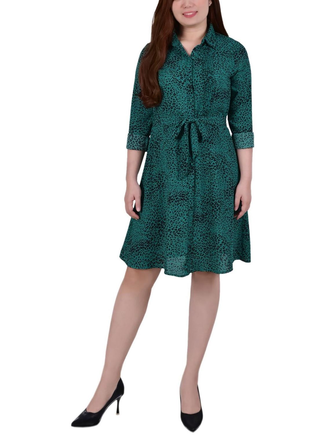 Petites Womens Short Shirtdress