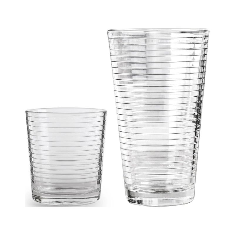 Circle Glass Hoop Entertaining Glasses, Set of 16 - Clear