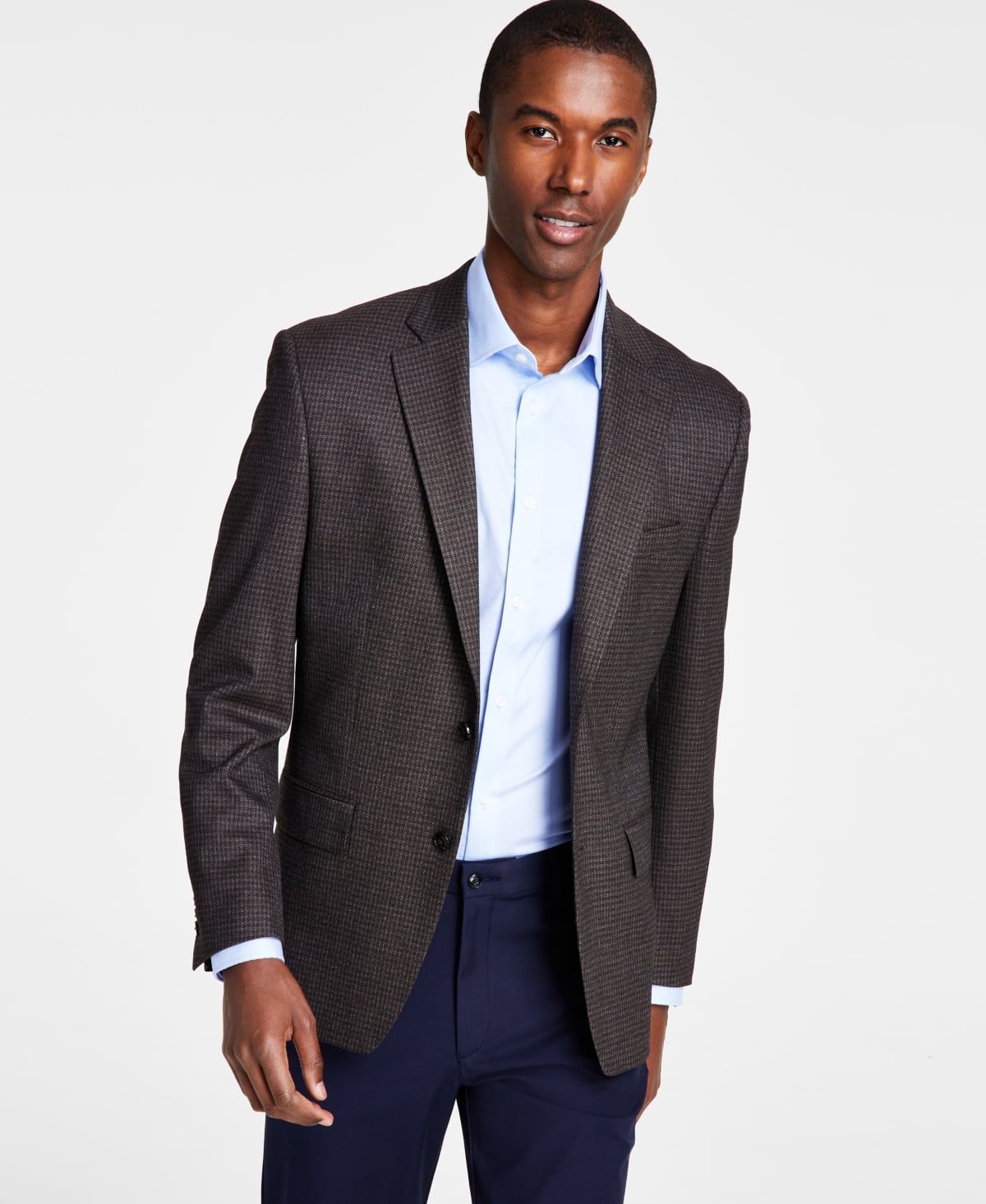 Michael Kors Men&#39;s Classic-Fit Stretch Check Sport Coat - Brown