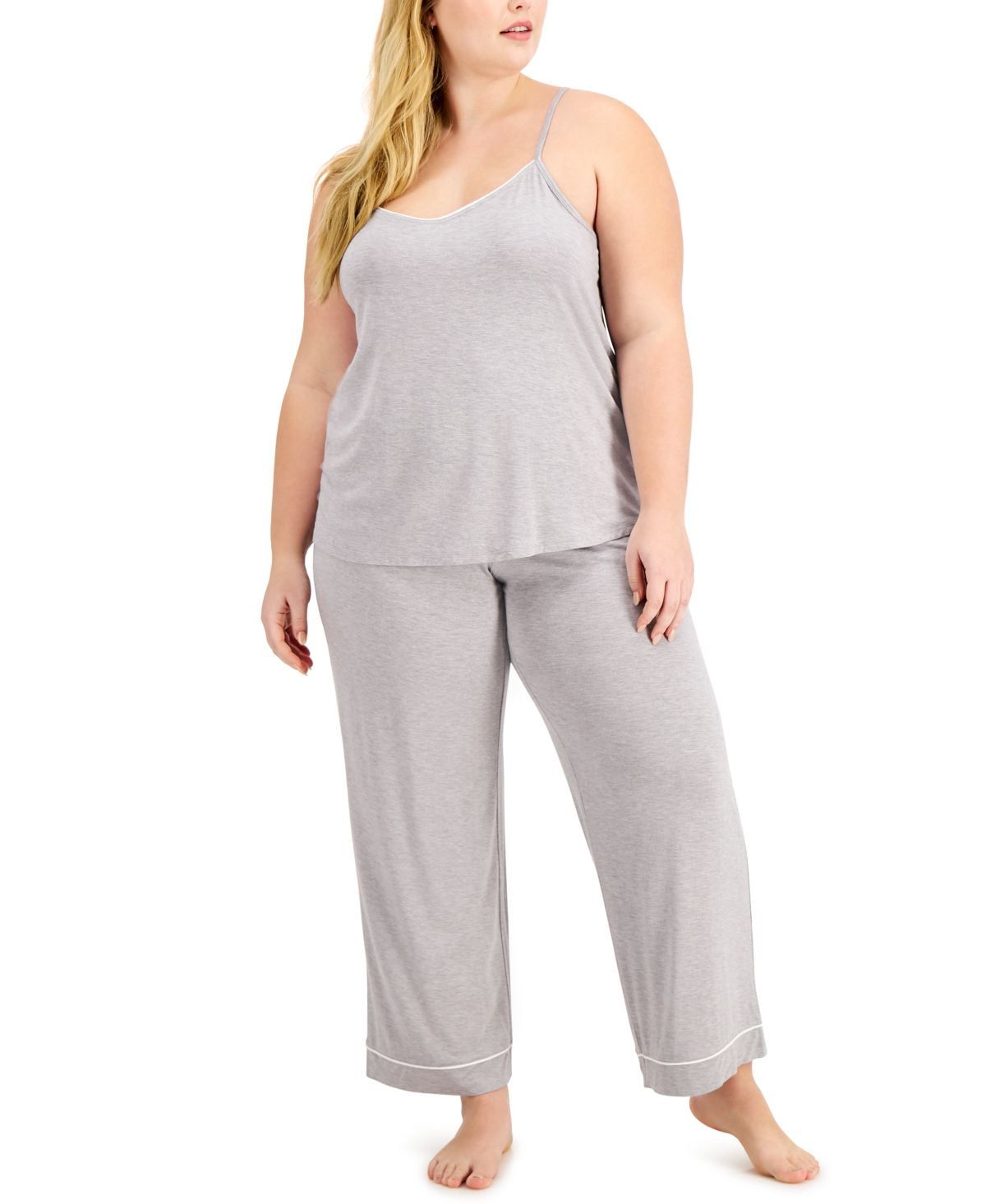 Alfani Plus Size Knit Tank Top Pajama Set, Created for Macy&#39;s