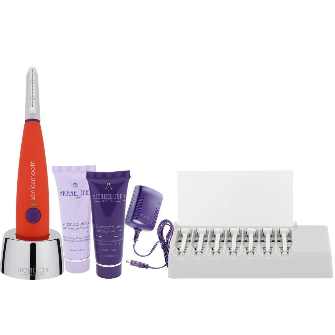 Michael Todd Beauty - Sonicsmooth - Dermaplaning Tool - 2 in 1 Women‚Äö√Ñ√¥s Facial Exfoliation &amp; Peach Fuzz Hair Removal System with 7 Weeks of Treatment