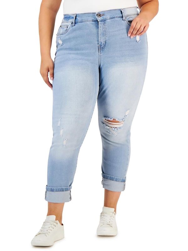Celebrity Pink Trendy Plus Size Cuffed Girlfriend Jeans - Innes