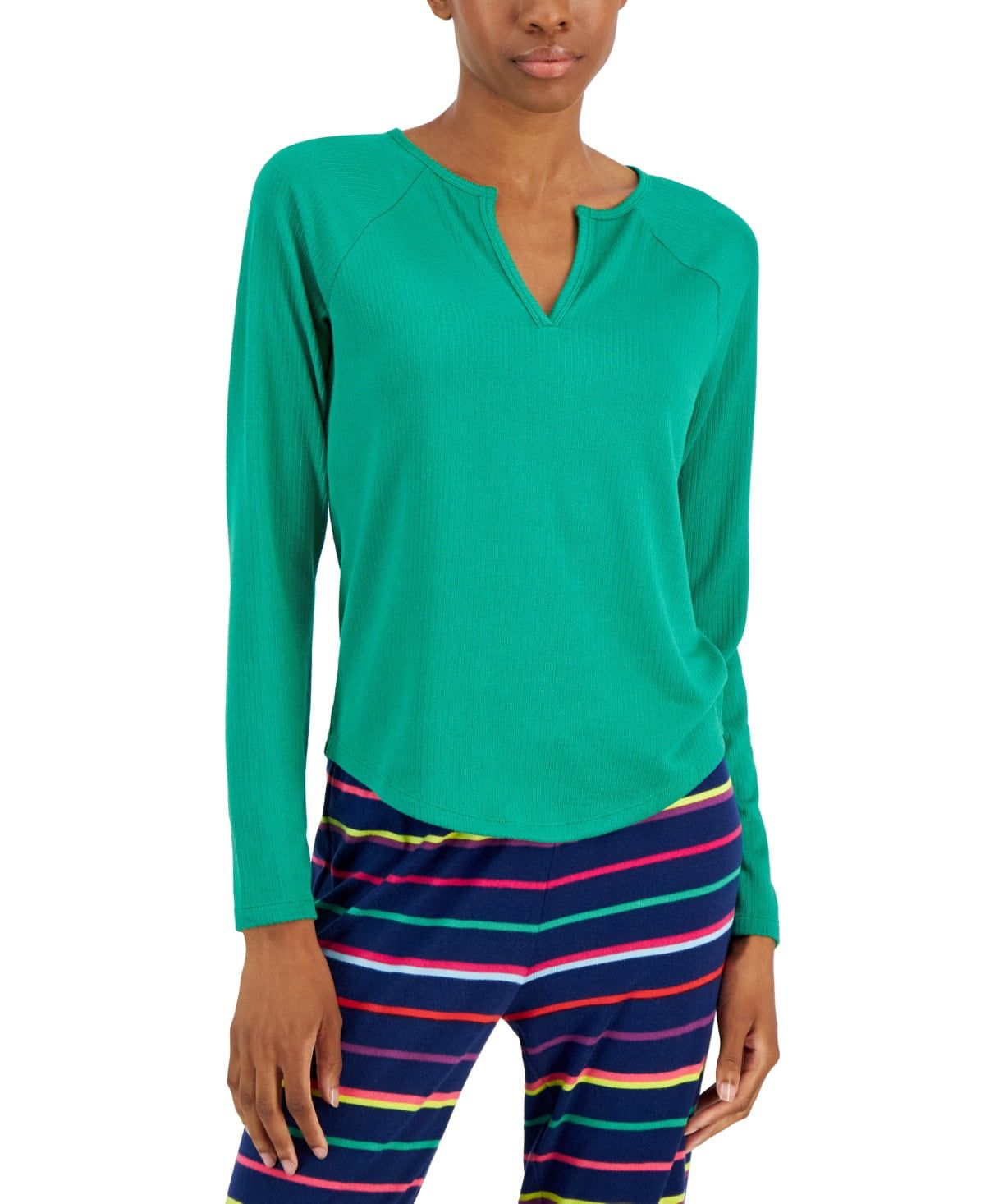 Jenni Women&#39;s Split-Neck Pajama Top, - Racing Green