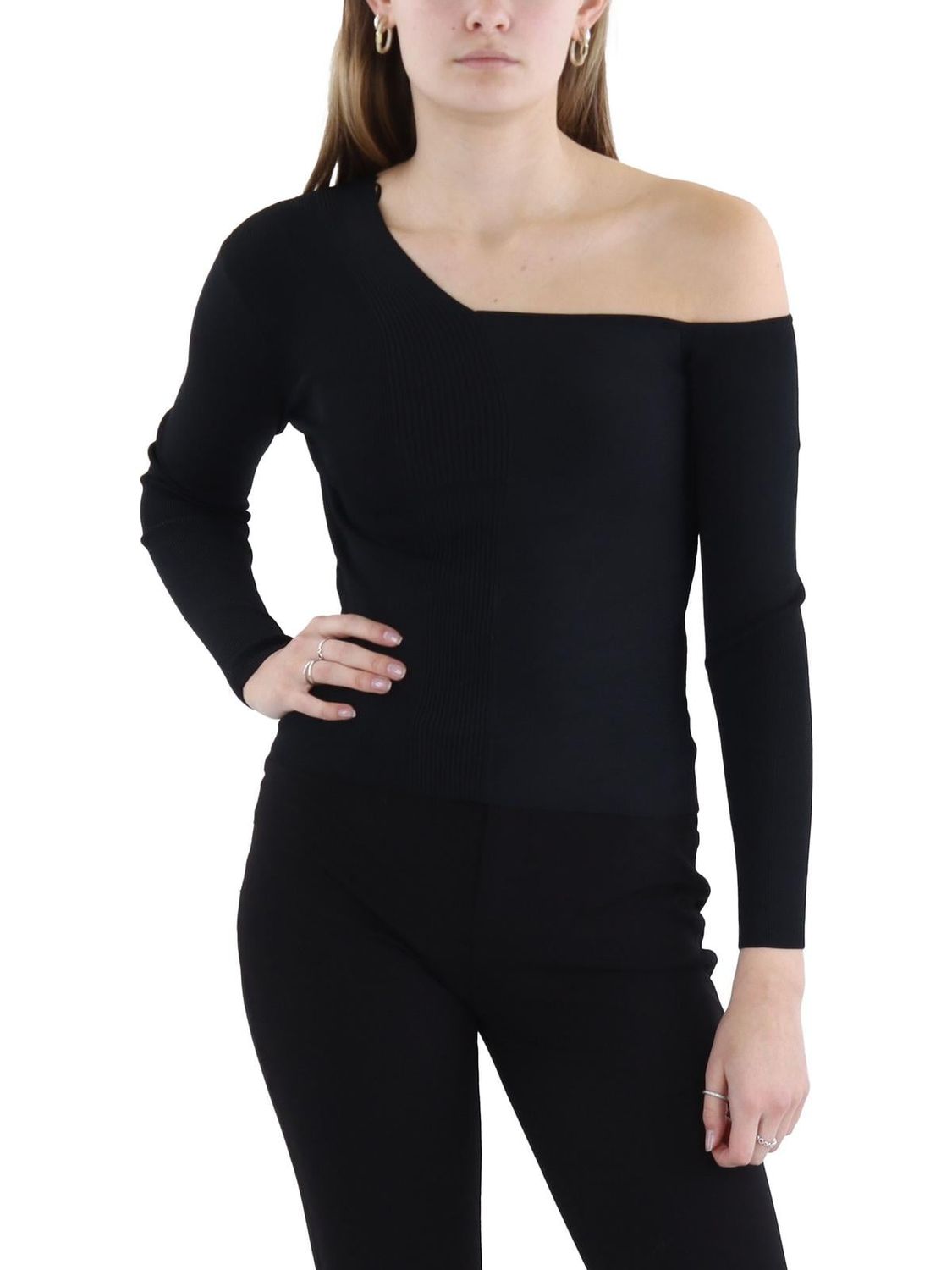 Lauren Ralph Lauren Women&#39;s One-Shoulder Ribbed Sweater - Black