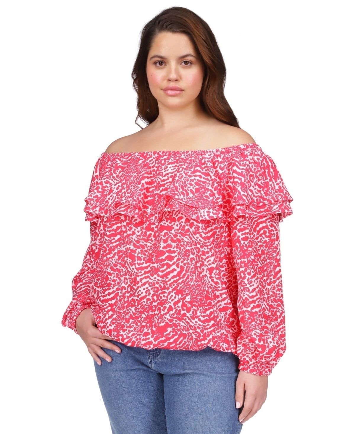 Michael Kors Plus Size Animal-Print Off-The Deep Pink 1X