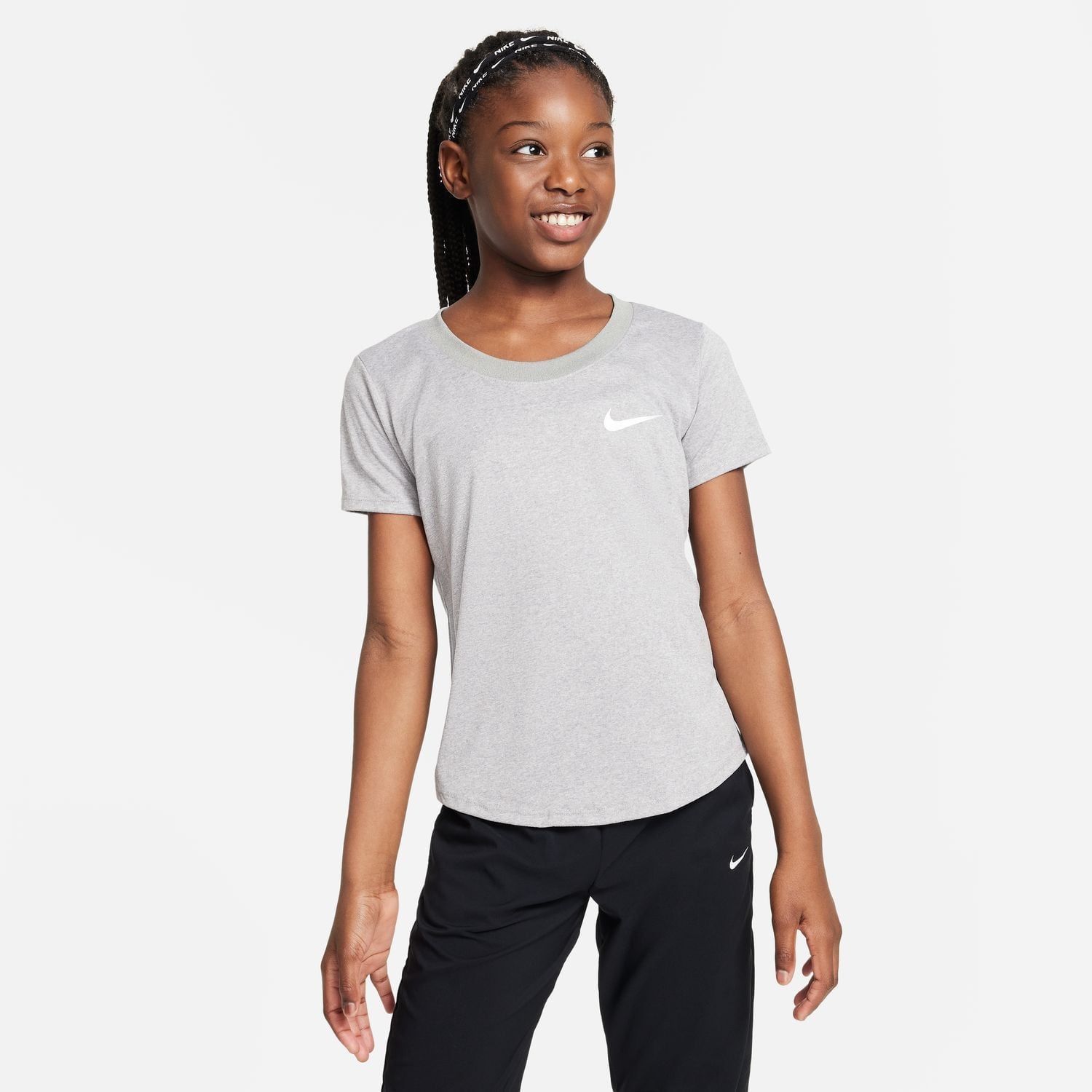 Kids&#39; Nike Dri-FIT Scoop Essential T-Shirt XLarge Tumbled Grey/Flt Silver/Htr/White