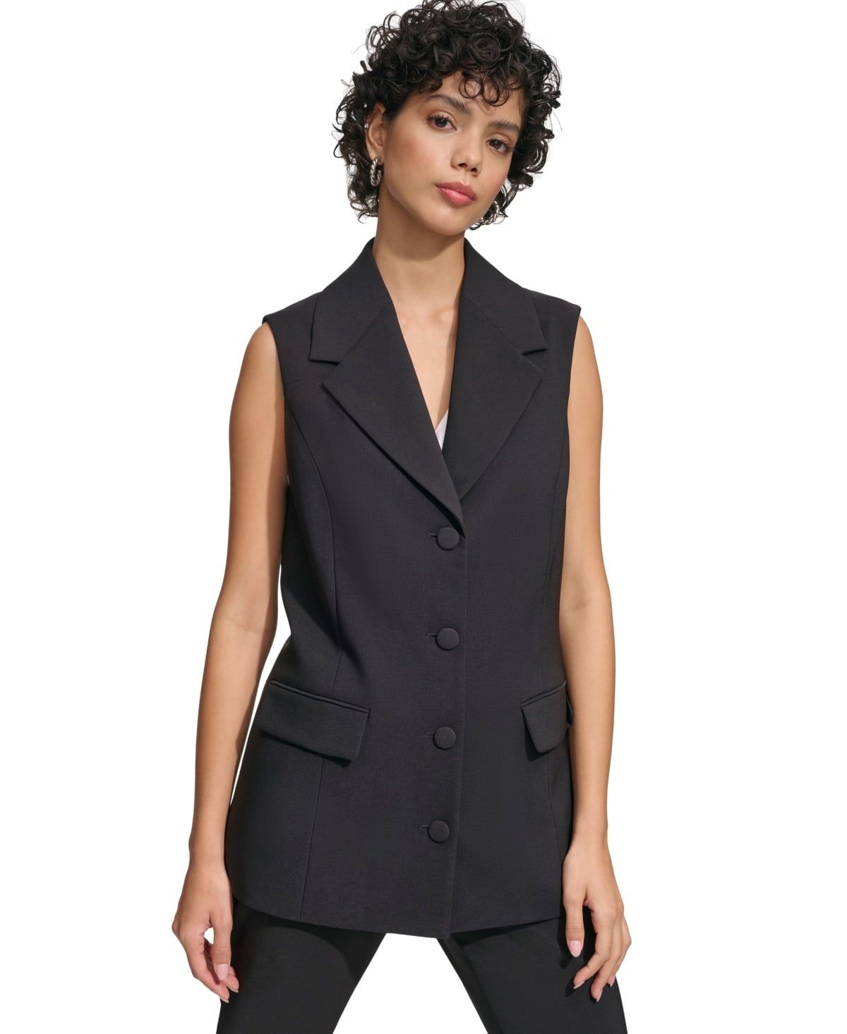 Calvin Klein Women&#39;s Button Front Vest - Black