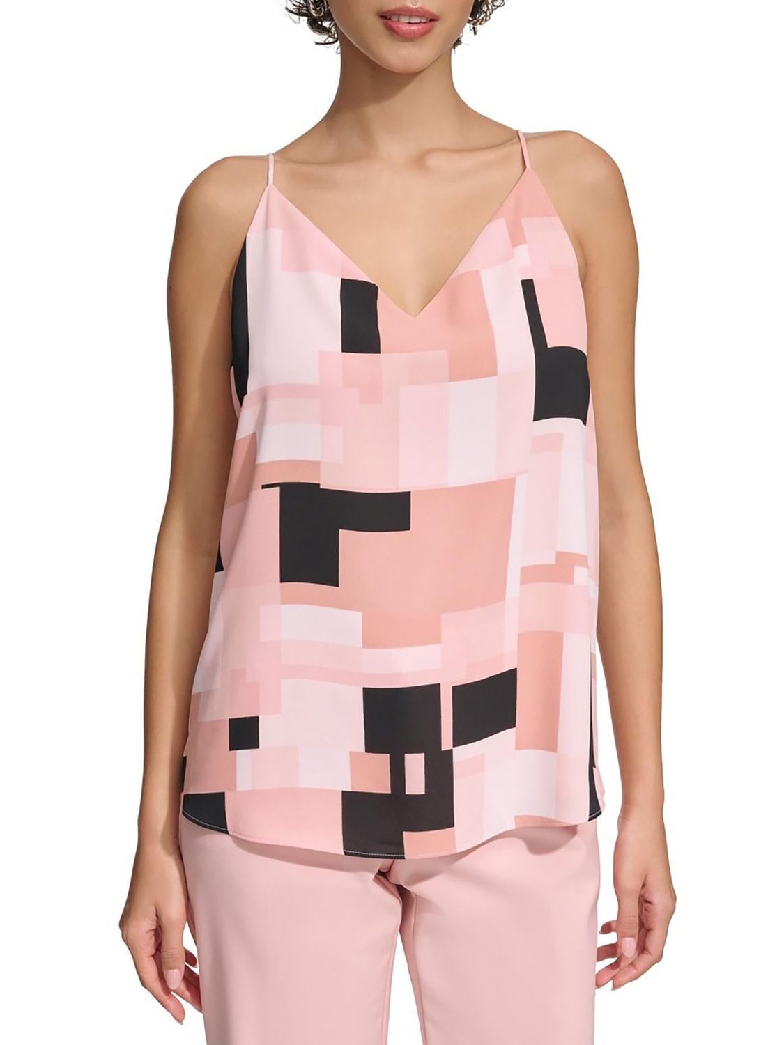 Calvin Klein Women&#39;s Geometric-Print Camisole - Black/desert Rose