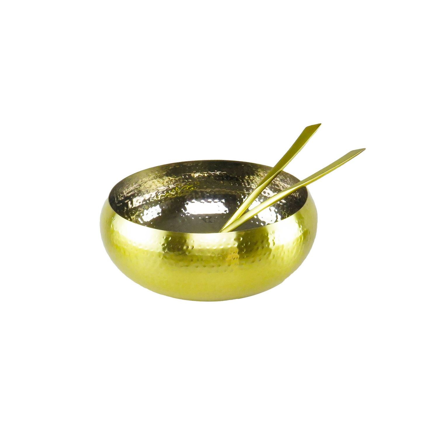 Classic Touch Gold Salad Bowl and Salad Server Set-set of 3 - Gold