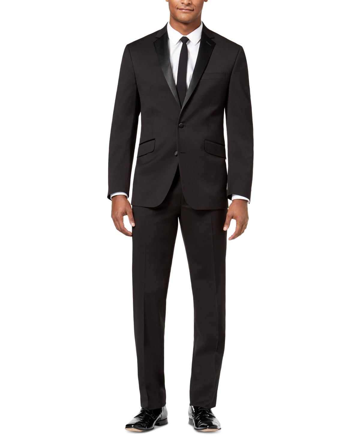 Kenneth Cole Reaction Men&#39;s Slim-Fit Ready Flex Tuxedo Suit Jacket - Black