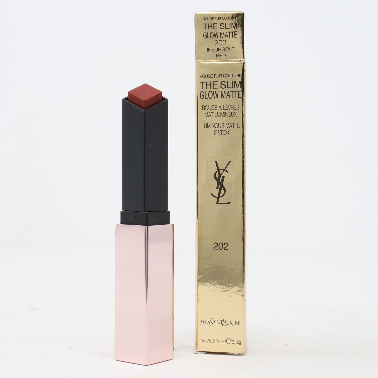 (202 Insurgent Red) Yves Saint Laurent Rouge Pur Couture the Slim Glow Matte 0.07oz  New with Box