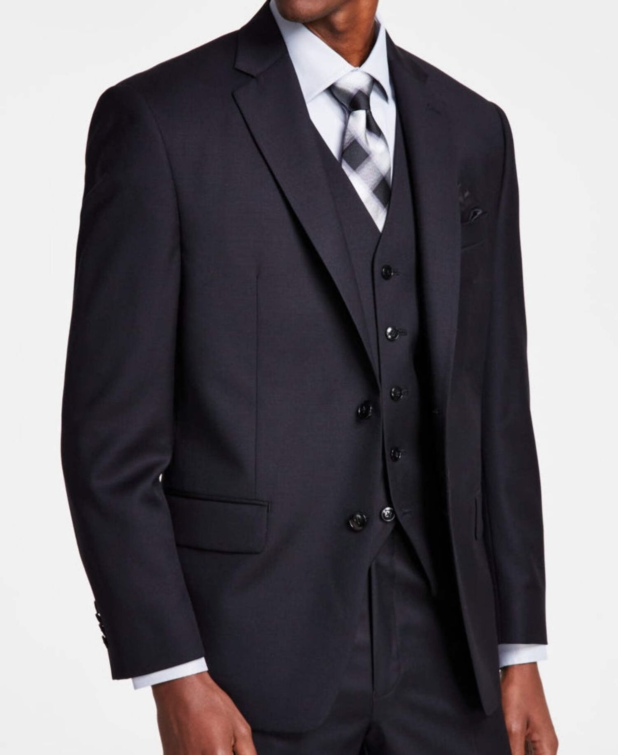 Michael Kors Men&#39;s Classic-Fit Wool-Blend Stretch Solid Suit Jacket - Black