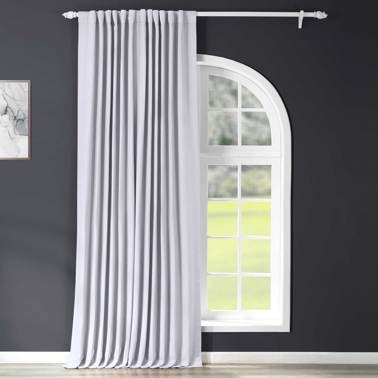 Fog Grey Rod Pocket Room Darkening Curtain - 100 in. W X 120 in. L (1 Panel)