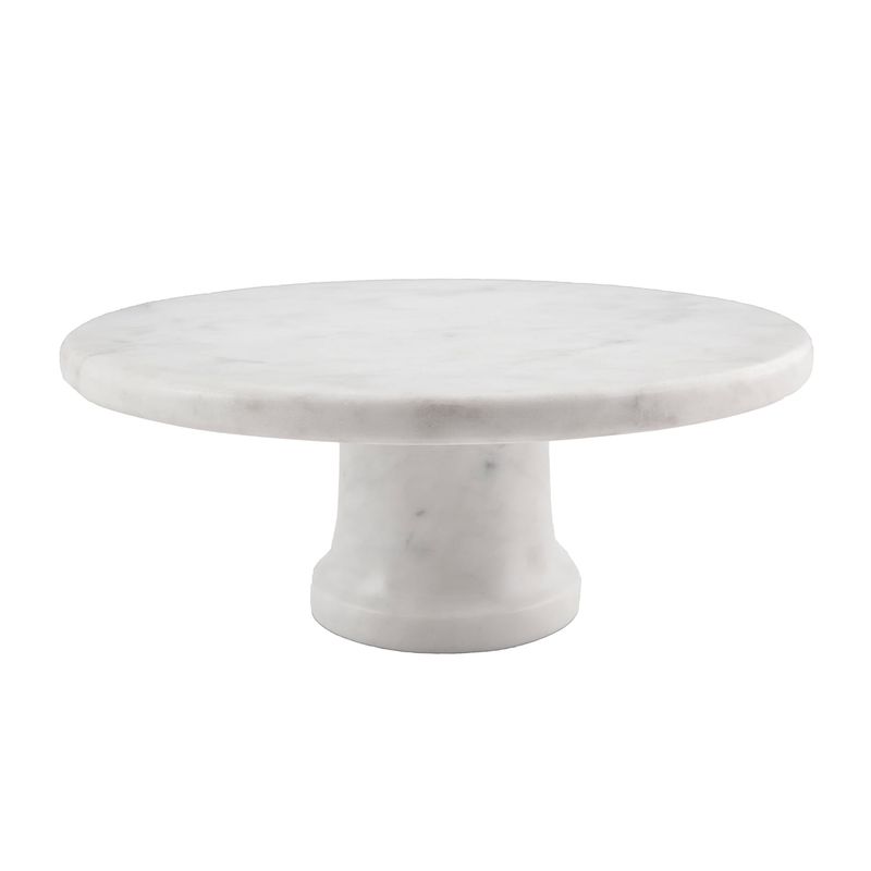 CounterArt Natural White Marble Cake Stand on Pedestal 10.5  X 10.5