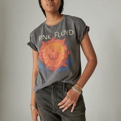 Lucky Brand Pink Floyd Sundial Boyfriend Tee (Nine Iron) Women&#39;s Blouse