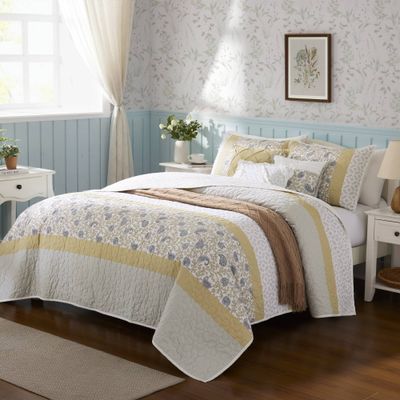 Vanessa 6-Piece Yellow Cotton Percale Full/Queen Quilt Set