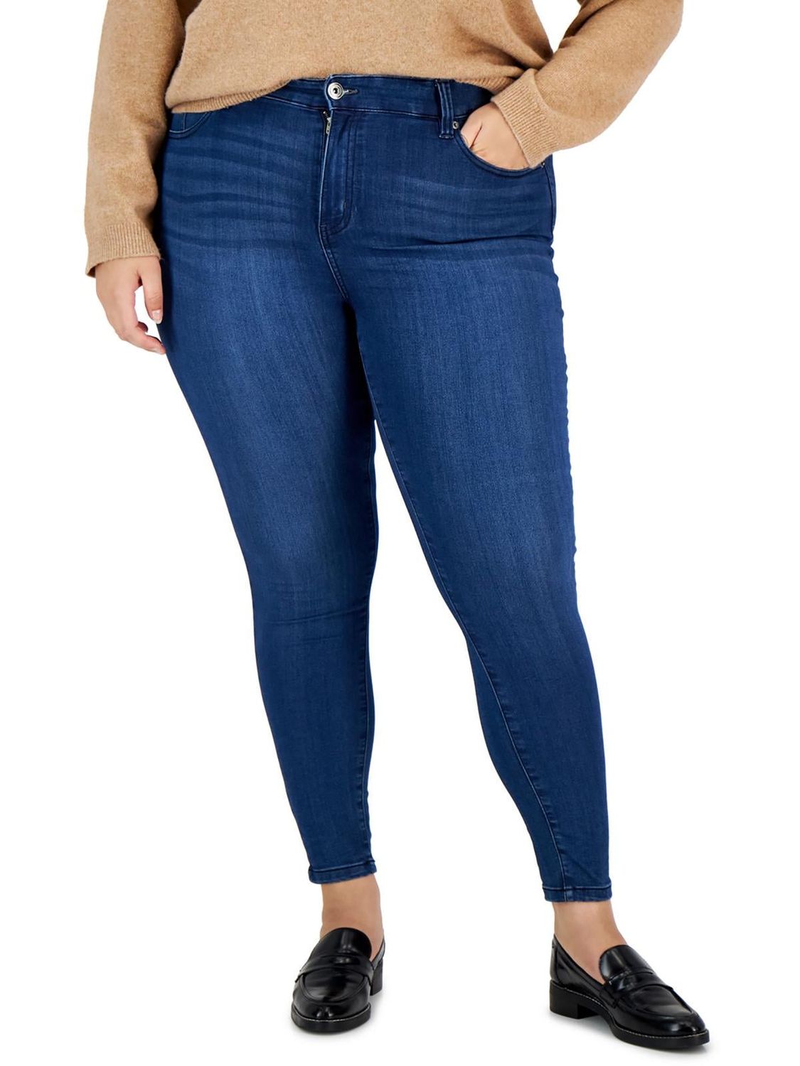 Celebrity Pink Womens Plus the Rider High Rise Dark Wash Skinny Jeans