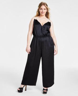Michael Michael Kors Plus Size Rhinestone-Strap Jumpsuit - Black