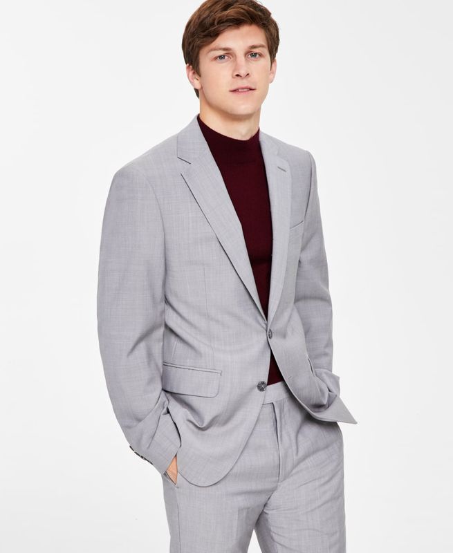 Calvin Klein Men&#39;s Slim-Fit Wool-Blend Stretch Suit Jackets - Light Blue