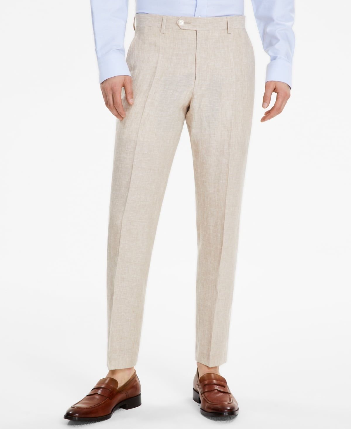 Tommy Hilfiger Modern Fit Linen Men&#39;s Suit Separates Pants Tan Solid - Size: 36W X 32L