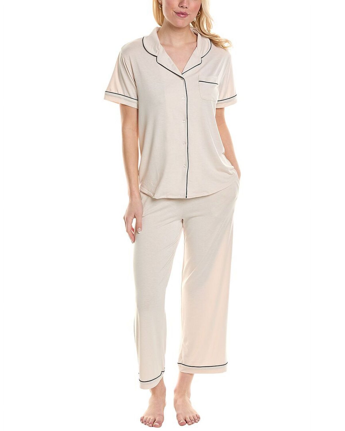 Flora by Flora Nikrooz Women&#39;s Annie Notch Top and Capri Pajama Set - Beige