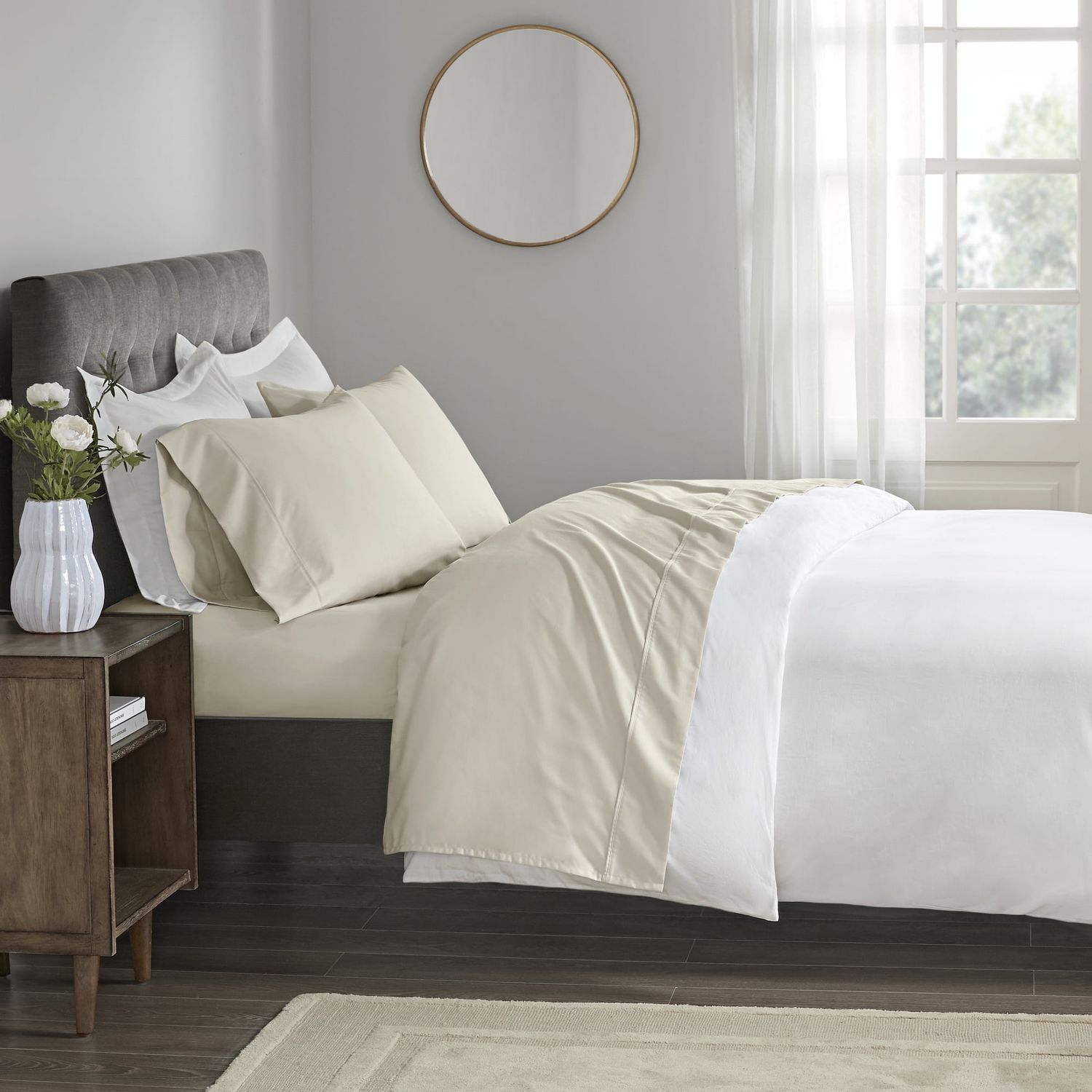 Beautyrest 400 Thread Count Wrinkle Resistant Cotton Sateen Sheet Set - King - All