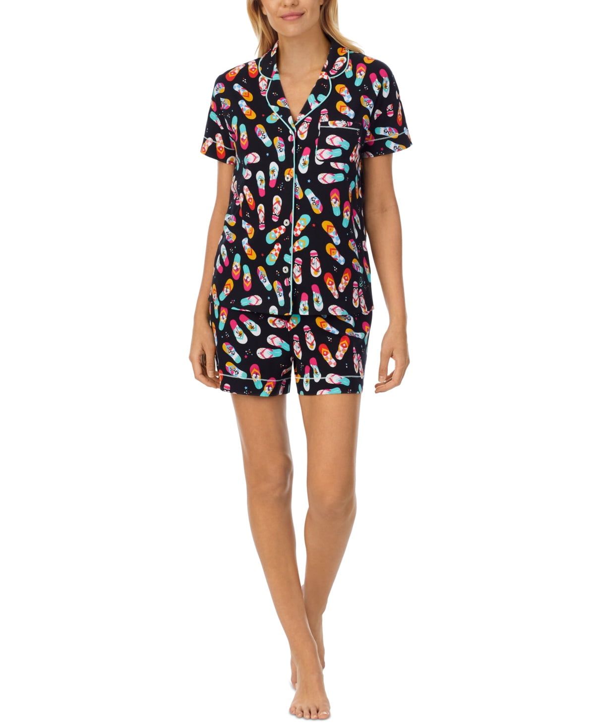 Cuddl Duds Notch Collar Boxer Shorts Pajama Set