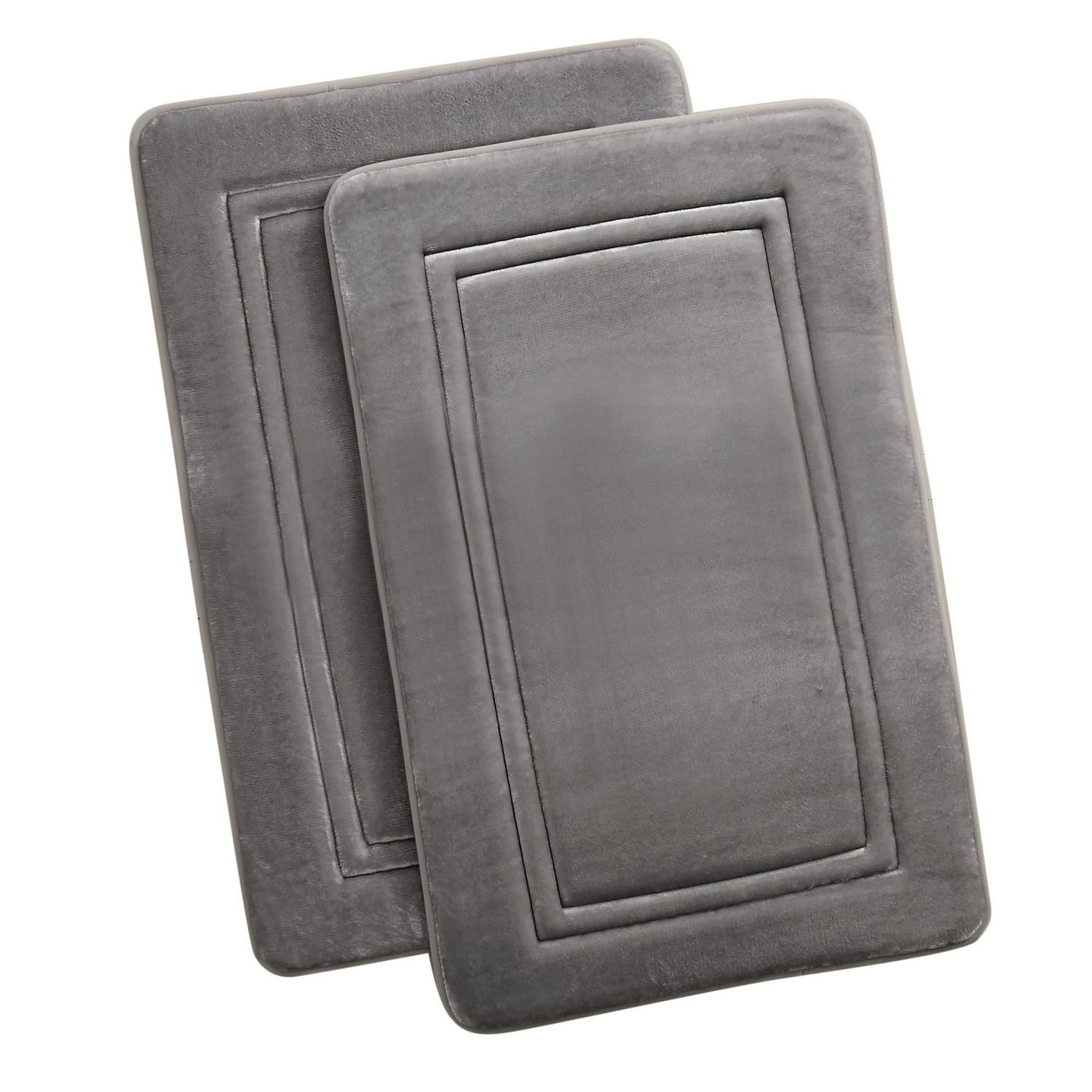 Truly Calm HeiQ Antimicrobial Memory Foam Set of 2 20x32 Bath Rug in Grey