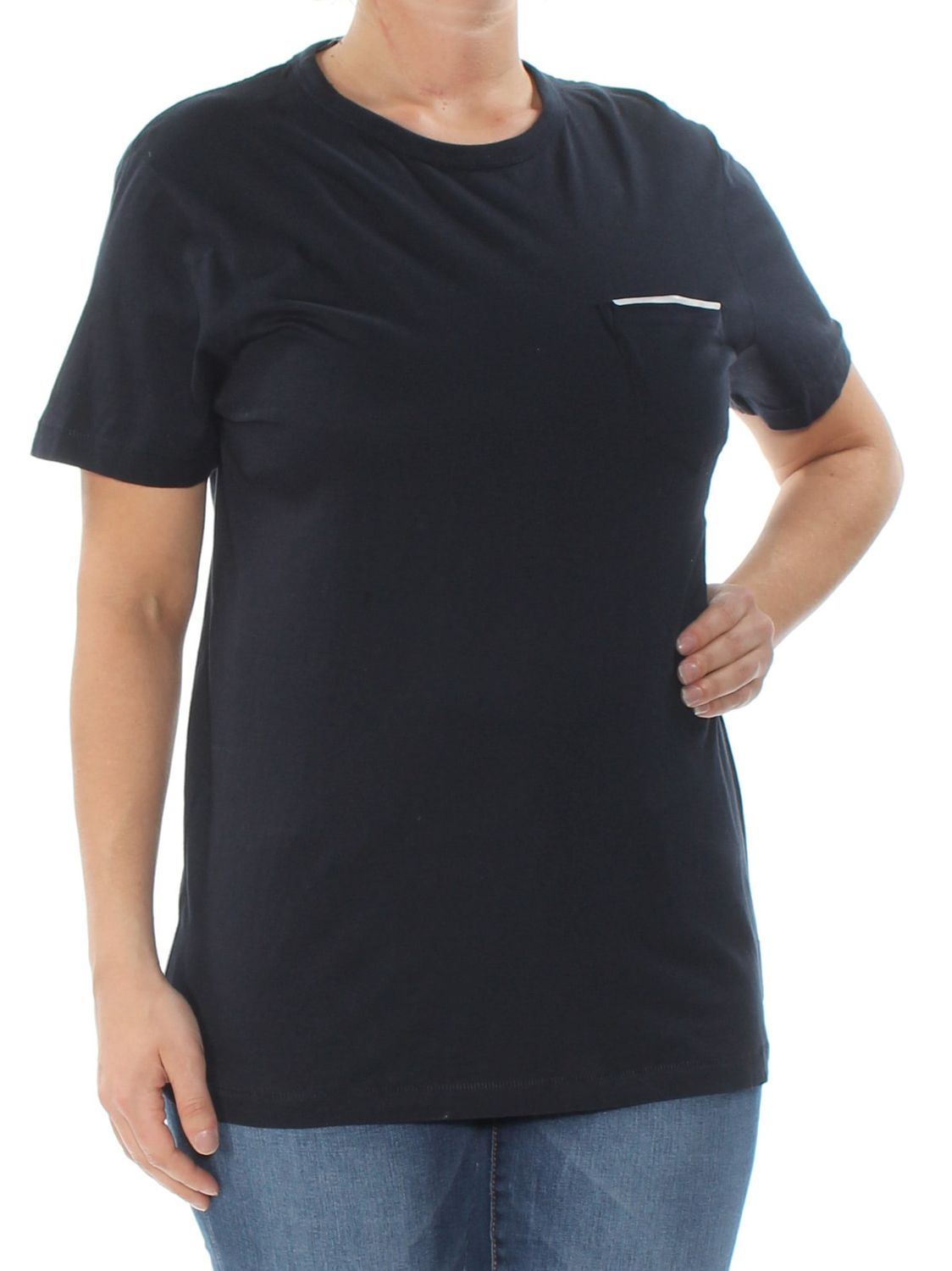 MICHAEL Michael Kors V-Neck Mixed Media (Black) Women&#39;s Clothing