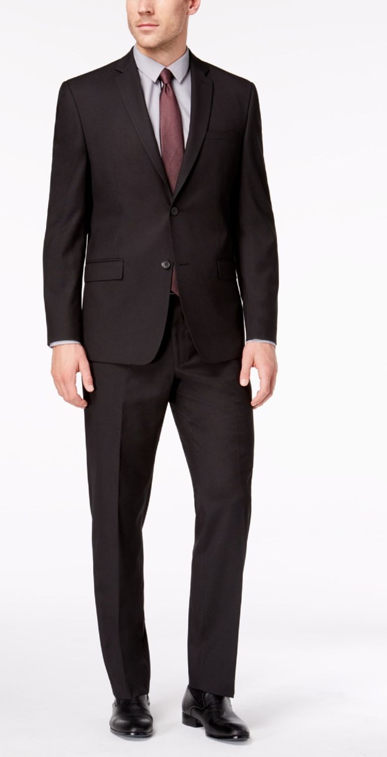 Marc New York Mens Modern-Fit Light Gray Black Solid 36S