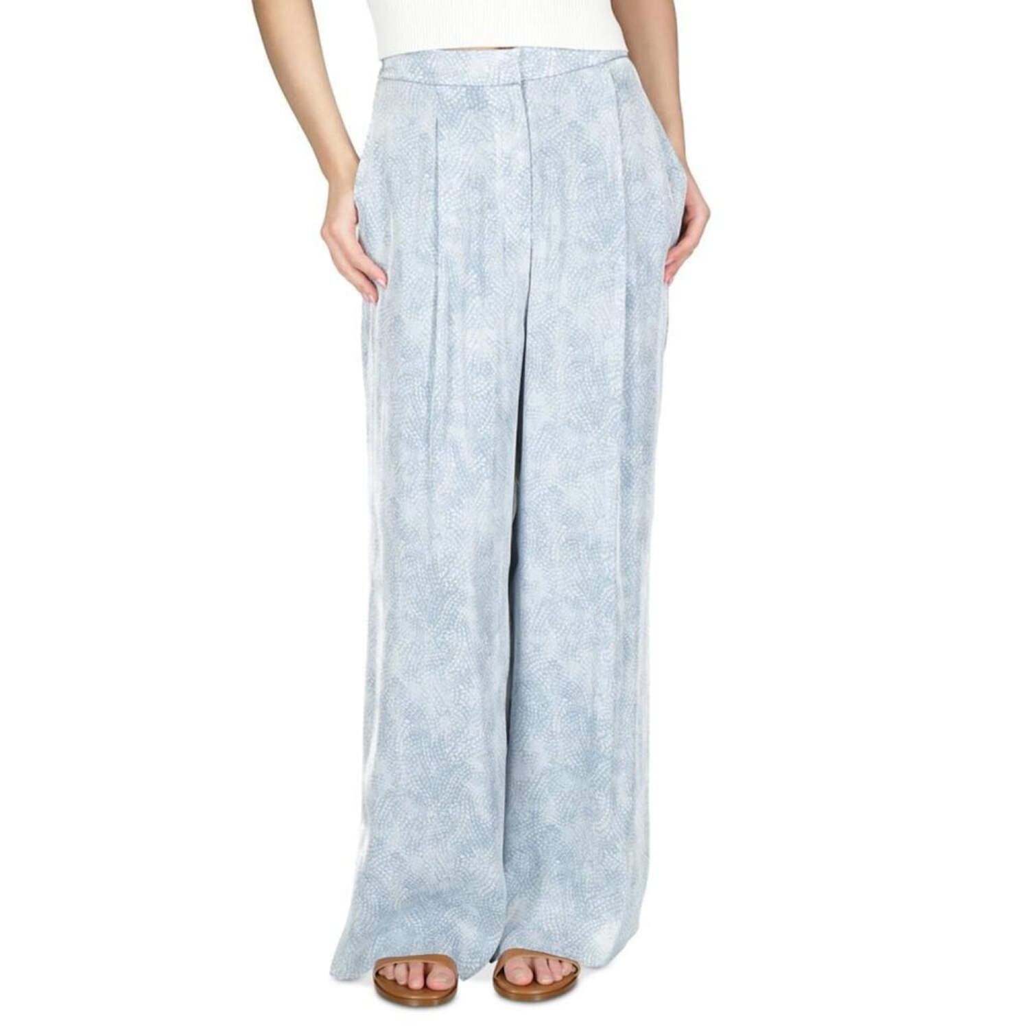Michael Kors Petite Floral-Print Wide-Leg P Chambray PS