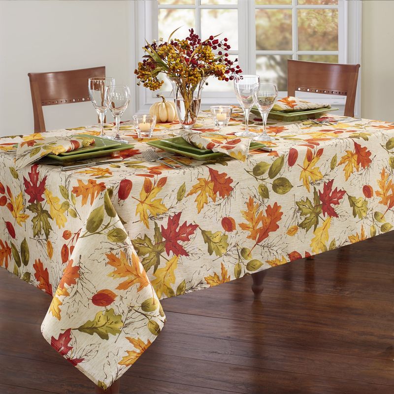Elrene Red and White Poinsettias Tablecloth - 60&quot; X 84&quot; - Multi