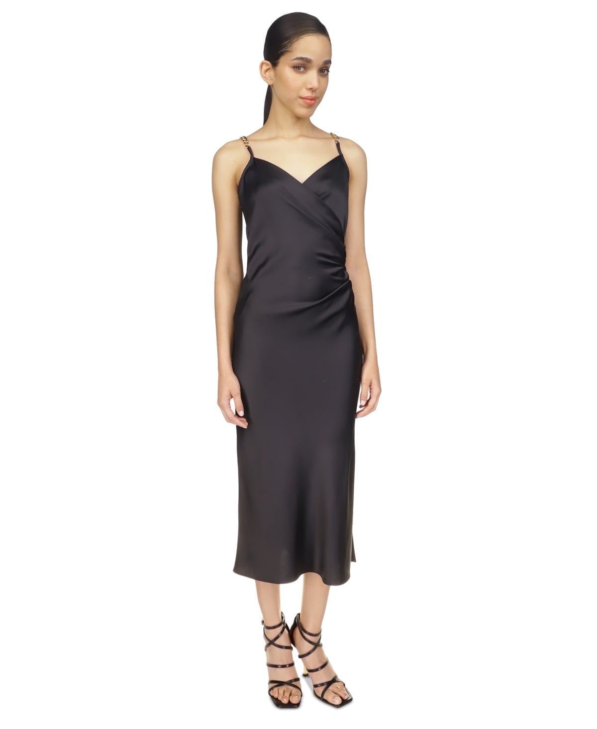 Michael Michael Kors Women&#39;s Solid Chain Slip Dress - Black
