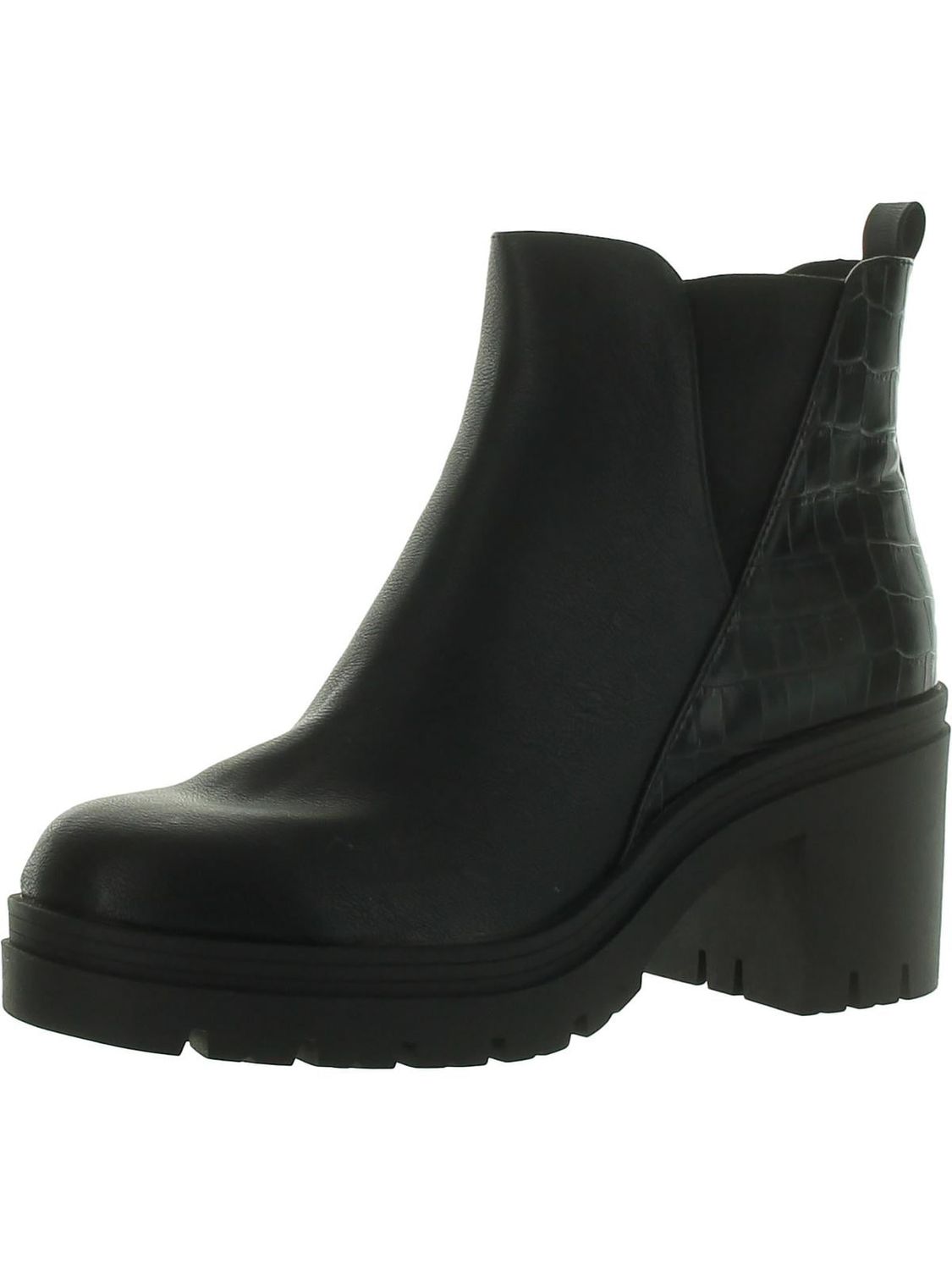 Sun Stone Veronikaa Pull-On Lug Chelsea Black Croc 10M