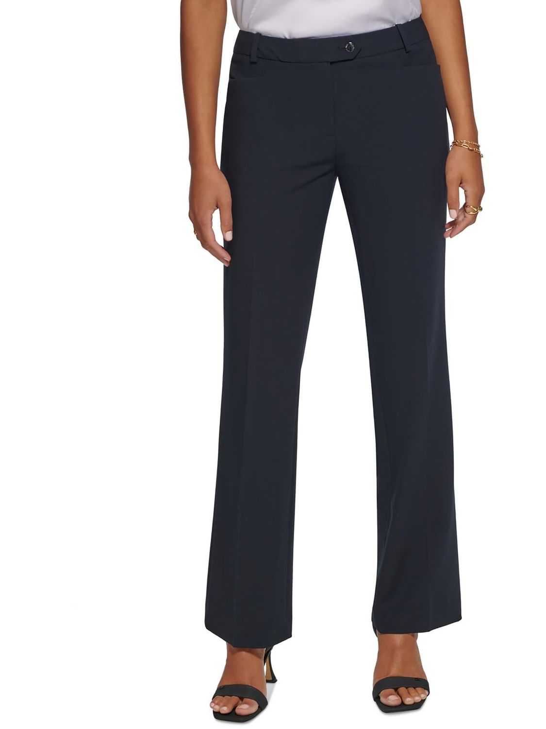 Womens Low Rise Modern Fit Straight Leg Pants