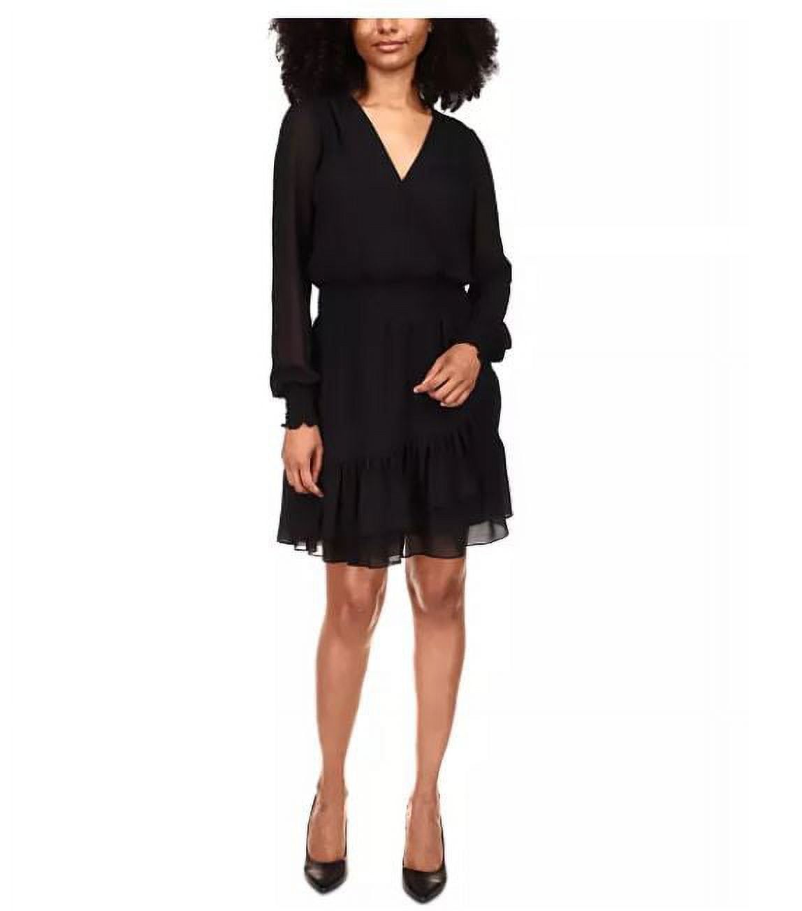 MICHAEL Michael Kors Solid Ruffle Dress (Black) Women&#39;s Dress