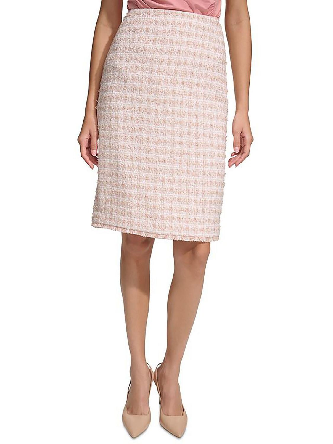 Calvin Klein Womens Tweed Pencil Skirt Pristine Multi 4