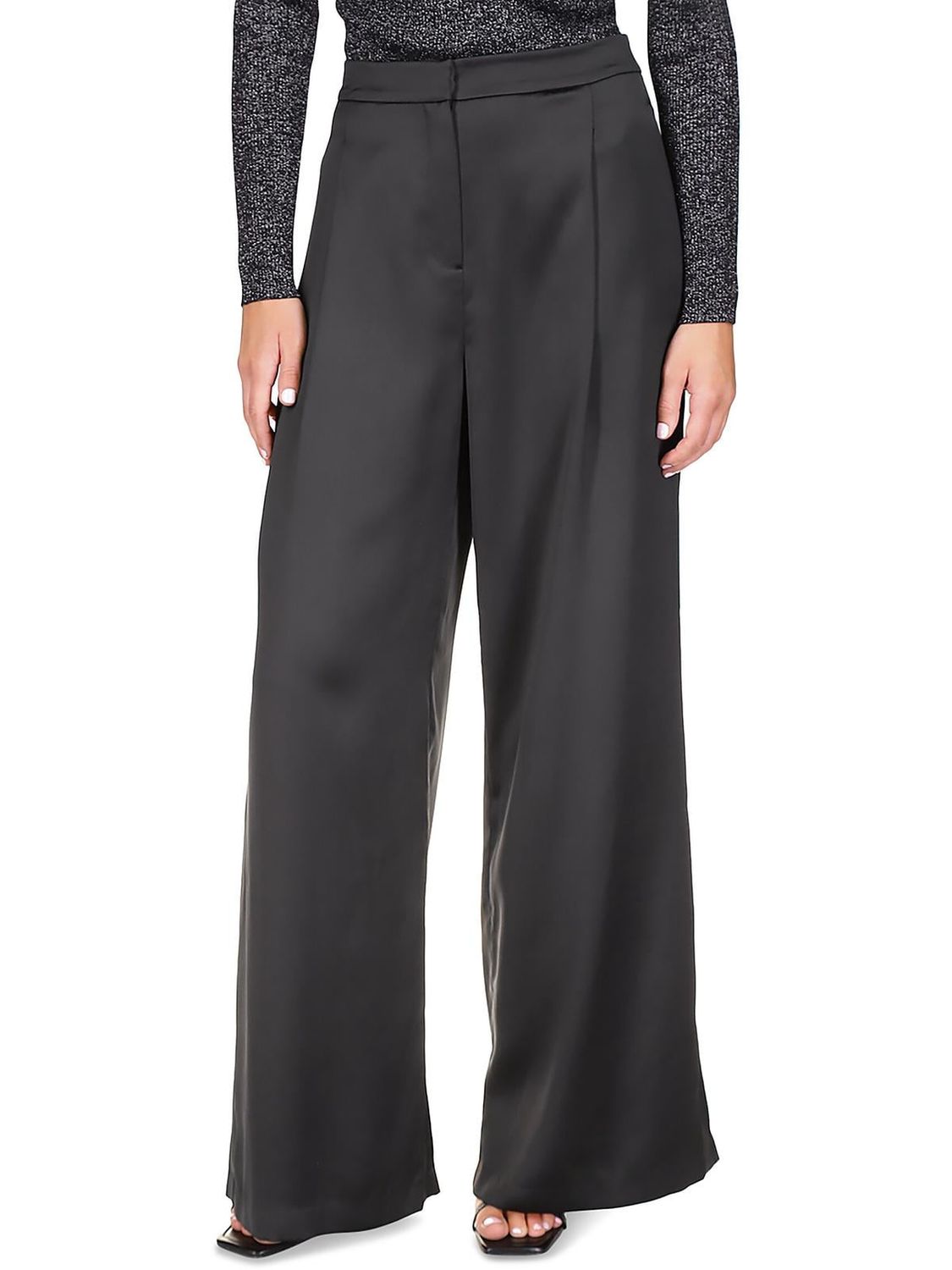 Michael Kors Satin Pleated Wide Leg Pants