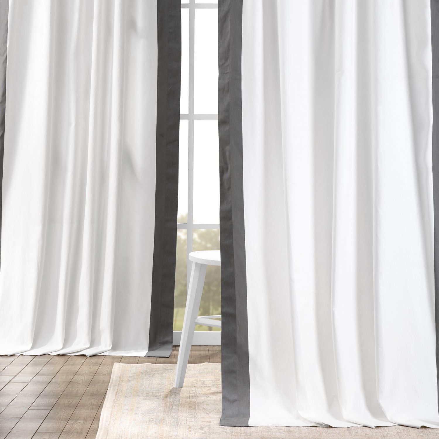 Warm Off-White &amp; Grey Solid Rod Pocket Room Darkening Curtain - 50 in. W X 108 in. L (1 Panel)